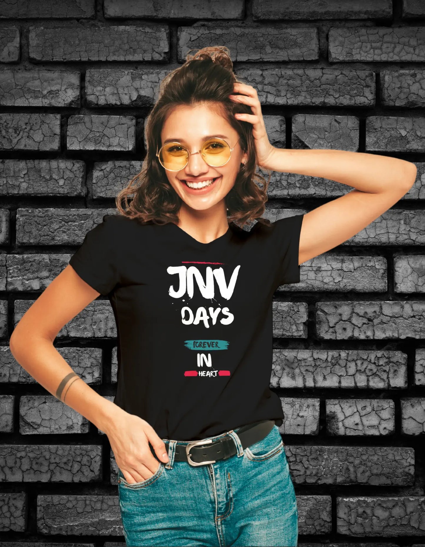 JNV Days, Forever in Heart - Female Round Neck Half Sleeve Classic
