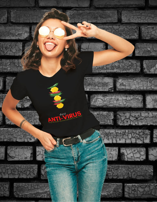 Desi Anti Virus - Female Classic Crew T-Shirt