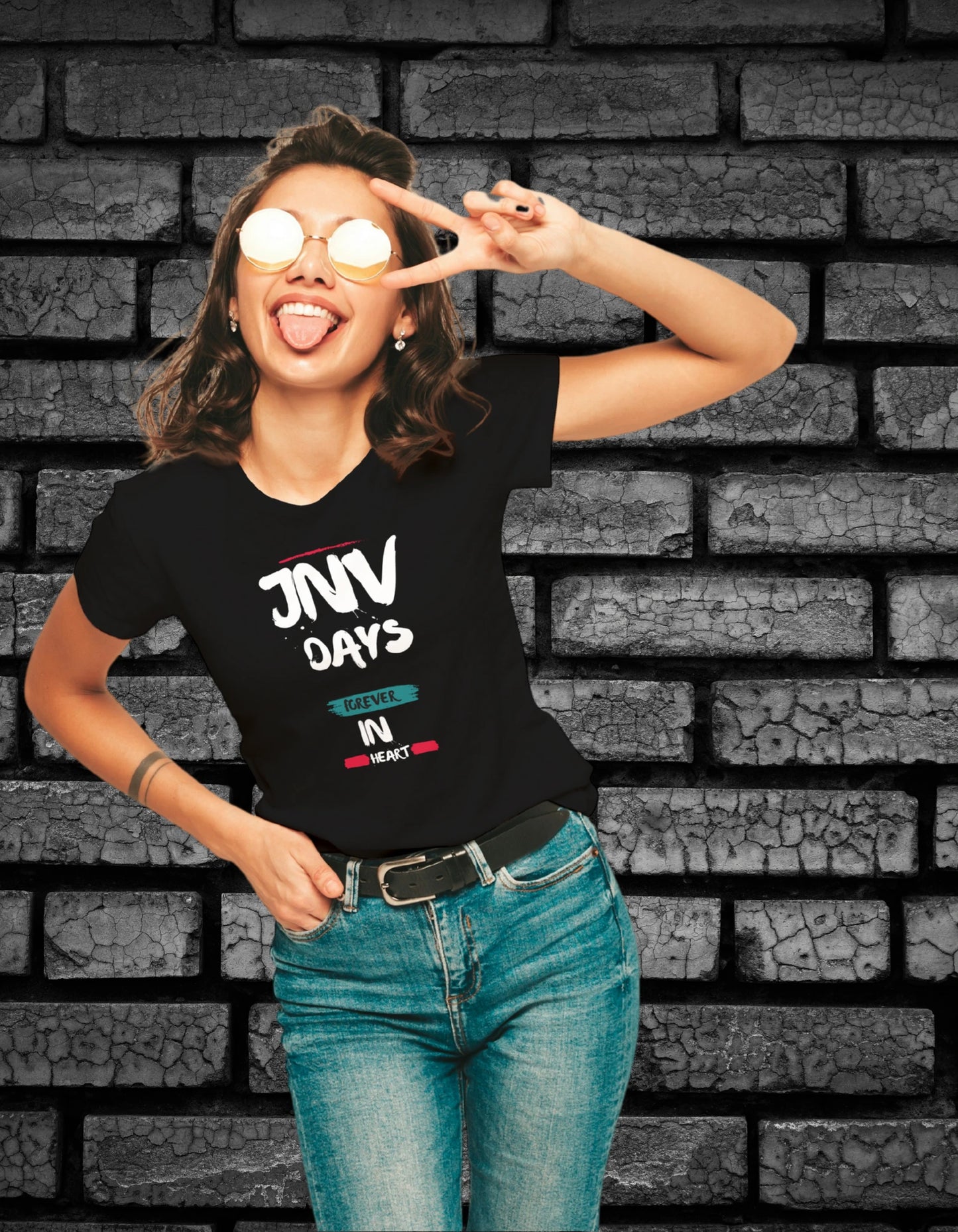 JNV Days, Forever in Heart - Female Round Neck Half Sleeve Classic