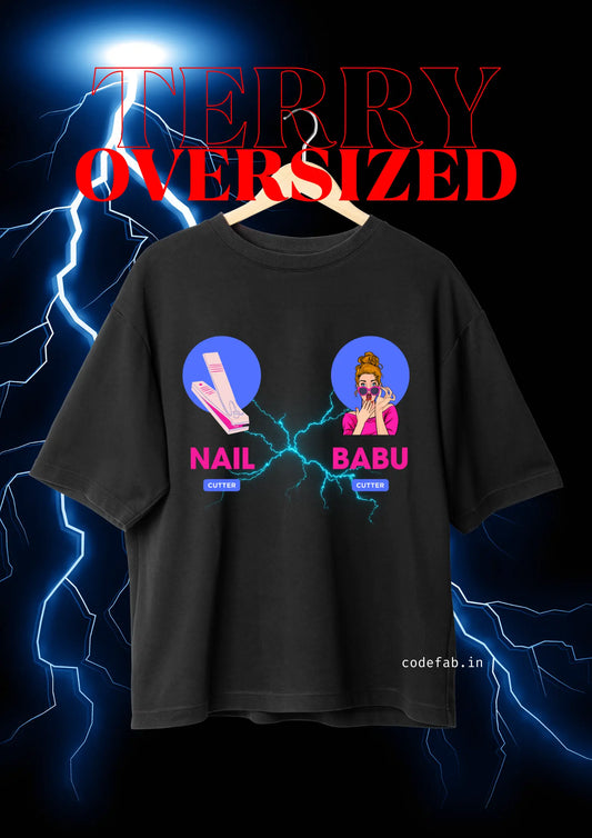 Nail Cutter - Unisex Terry Oversized T-Shirt